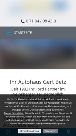 Vorschau der mobilen Webseite www.autohaus-betz.de, Autohaus Betz in Ellhofen