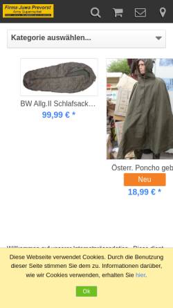 Vorschau der mobilen Webseite shop.strato.de, Juwa Militaria