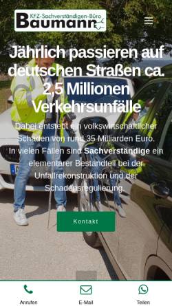 Vorschau der mobilen Webseite www.martin-baumann.de, Baumann KFZ Sachverständigen Büro