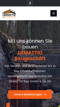 Vorschau der mobilen Webseite www.demattio-bau.de, Demattio Baugeschäft
