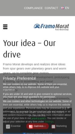 Vorschau der mobilen Webseite framo-morat.com, Franz Morat KG