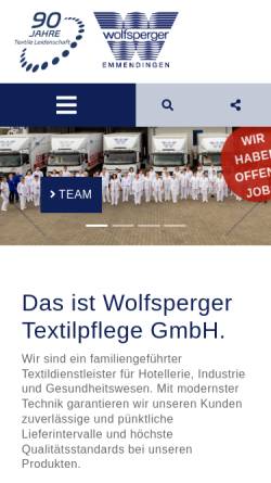 Vorschau der mobilen Webseite www.wolfsperger.com, Wolfsperger Textilpflege GmbH