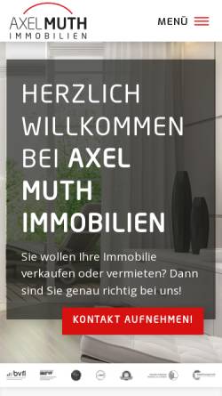 Vorschau der mobilen Webseite www.muth-immo.de, Axel Muth Immobilien und Wohnbau