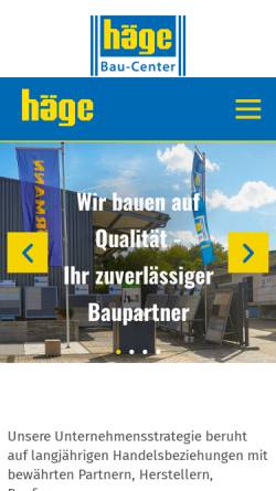Vorschau der mobilen Webseite www.haege-baucenter.de, Häge Bau-Center