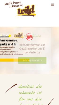 Vorschau der mobilen Webseite www.wild-eppingen.de, Wild Kartoffel und Zwiebelmarkt GmbH