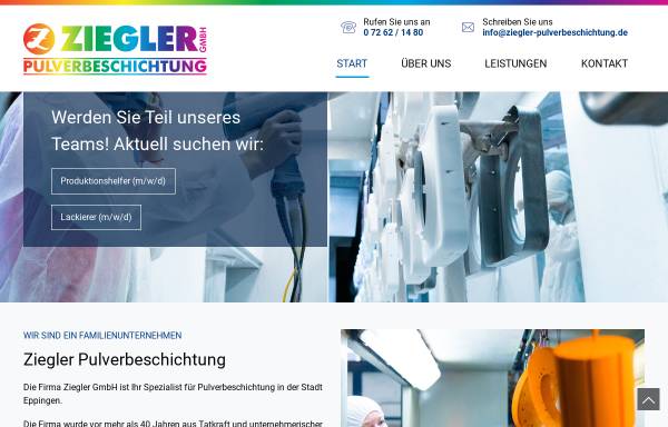 Vorschau von www.ziegler-kunststoffbeschichtung.de, Ziegler GmbH Kunststoffbeschichtung