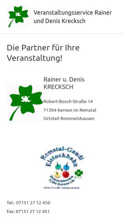 Vorschau der mobilen Webseite www.krecksch.de, Veranstaltungsservice Krecksch GbR