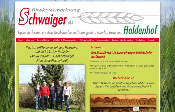 Vorschau von www.schwaiger.hoffrisch.de, Haldenhof - Familie Schwaiger