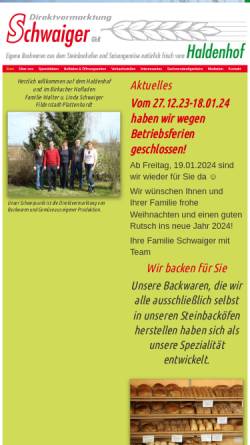 Vorschau der mobilen Webseite www.schwaiger.hoffrisch.de, Haldenhof - Familie Schwaiger