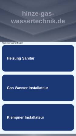 Vorschau der mobilen Webseite www.hinze-gas-wassertechnik.de, Hinze Gas- und Wassertechnik