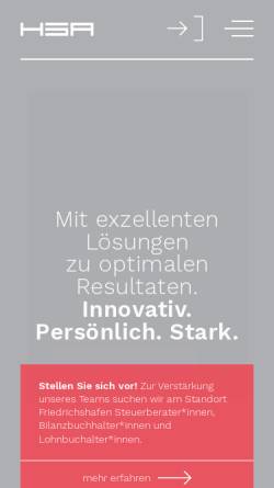 Vorschau der mobilen Webseite www.hsa-beratergruppe.de, Steuerberatungsgesellschaft Hannemann und Partner