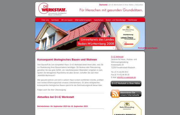 Vorschau von www.d-i-e-werkstatt.de, Die Werkstatt - Ökologische Bau- und Dämmtechnik