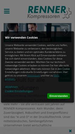 Vorschau der mobilen Webseite www.renner-kompressoren.de, Renner Kompressoren