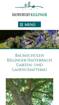 Vorschau der mobilen Webseite www.baumschule-killinger.de, Baumschule Killinger
