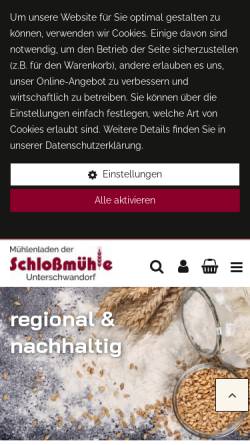 Vorschau der mobilen Webseite www.schlossmuehle-unterschwandorf.de, Schlossmühle Unterschwandorf