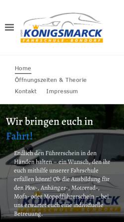 Vorschau der mobilen Webseite www.fahren.com, Fahrschule von Königsmarck