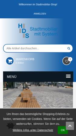 Vorschau der mobilen Webseite www.stadtmobiliar.de, HDS Stadtmobiliar