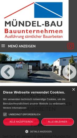 Vorschau der mobilen Webseite www.muendel-bau.de, Mündel-Bau