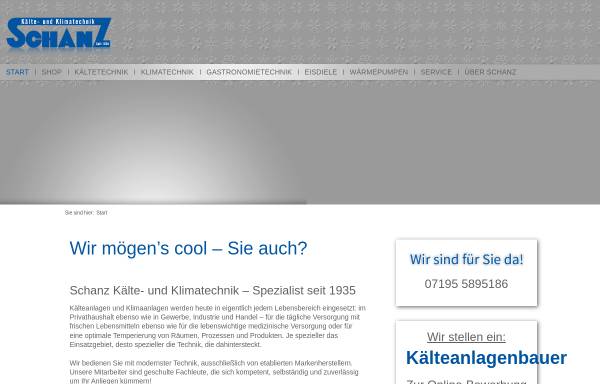 Vorschau von www.kaelte-schanz.de, Kälte- und Klimatechnik Schanz GmbH