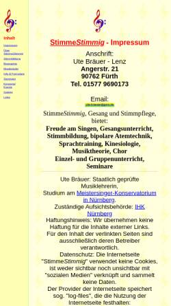 Vorschau der mobilen Webseite www.stimmestimmig.de, Bräuer, Ute