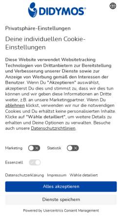 Vorschau der mobilen Webseite www.didymos.de, Didymos