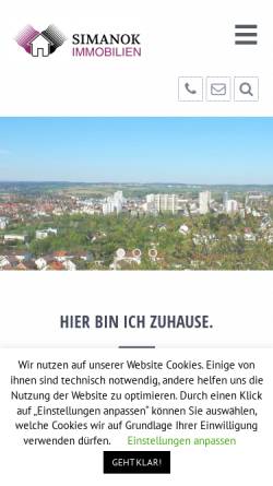 Vorschau der mobilen Webseite simanok.de, Immobilien Simanok