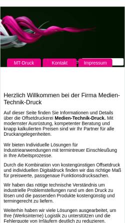 Vorschau der mobilen Webseite www.mtdruck.de, Mauser & Tröster GbR Offsetdruckerei und Verlag