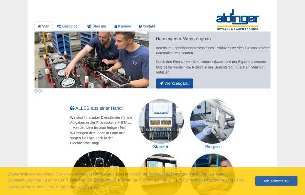 Vorschau von www.aldinger-gmbh.de, Aldinger GmbH Metallverarbeitung
