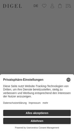 Vorschau der mobilen Webseite www.digel.de, Digel Herrenmode