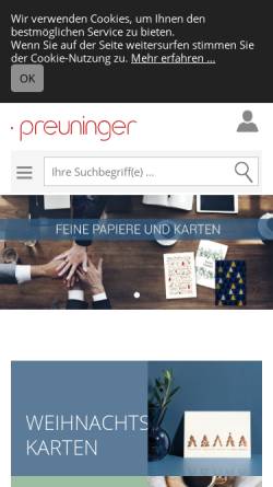 Vorschau der mobilen Webseite www.preuninger.com, Papier-Preuninger GmbH & Co