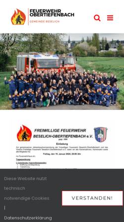 Vorschau der mobilen Webseite feuerwehr-obertiefenbach.de, Freiwillige Feuerwehr Obertiefenbach