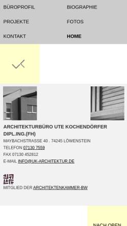 Vorschau der mobilen Webseite www.uk-architektur.de, Kochendörfer, Ute