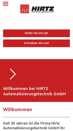 Vorschau der mobilen Webseite www.hirtz-gmbh.de, Hirtz Automatisierungstechnik GmbH