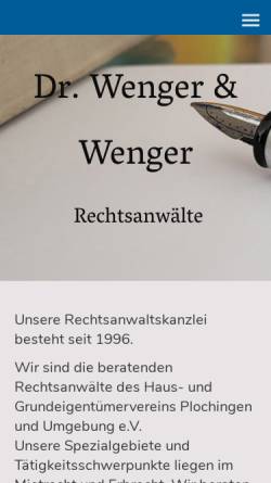 Vorschau der mobilen Webseite www.drwenger-kanzlei.de, Rechtsanwaltskanzlei Dr. Wenger