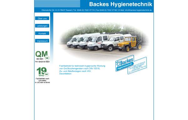 Vorschau von www.backes-hygienetechnik.de, Backes Hygienetechnik