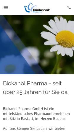 Vorschau der mobilen Webseite www.biokanol.de, Biokanol Pharma