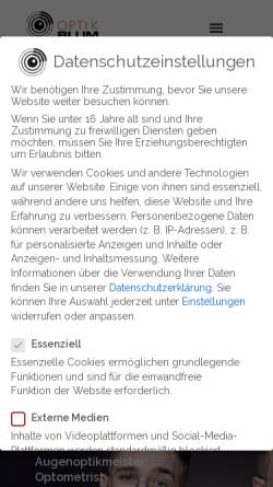 Vorschau der mobilen Webseite www.optikblum.de, Optik BLUM Rastatt