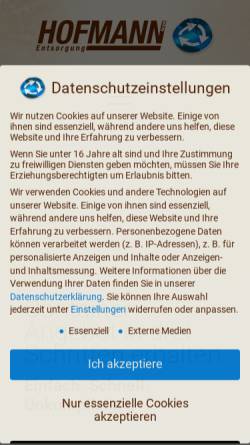 Vorschau der mobilen Webseite hofmann-entsorgung.de, Verwertungs- und Entsorgungsbetrieb Hofmann GmbH