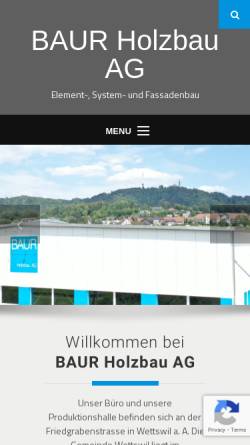 Vorschau der mobilen Webseite www.baur-holzbau.ch, BAUR Holzbau GmbH
