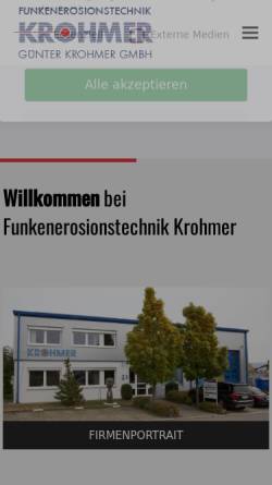 Vorschau der mobilen Webseite www.krohmer-gmbh.de, Funkenerosionstechnik Günter Krohmer GmbH