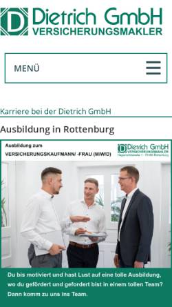 Vorschau der mobilen Webseite www.dietrich-vm.de, Dietrich GmbH Versicherungsmakler