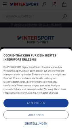 Vorschau der mobilen Webseite www.intersport-mickisport.de, Intersport Micki Sport Handels GmbH