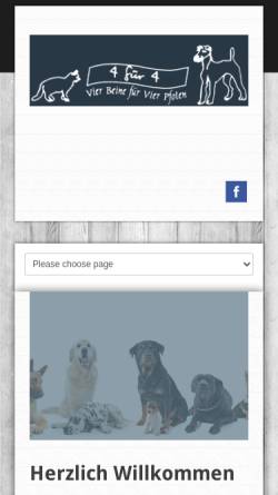 Vorschau der mobilen Webseite www.vier-fuer-vier.de, 4 für 4 Ihr Spezialgeschäft für Hund- und Katzennahrung