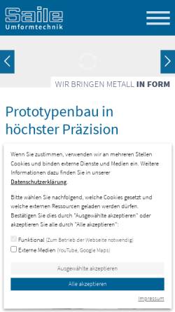 Vorschau der mobilen Webseite www.saile-umformtechnik.de, Saile Umformtechnik GmbH