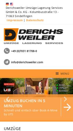 Vorschau der mobilen Webseite www.derichsweiler.com, Derichsweiler Umzüge