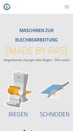 Vorschau der mobilen Webseite www.ras-online.de, RAS Reinhardt Maschinenbau