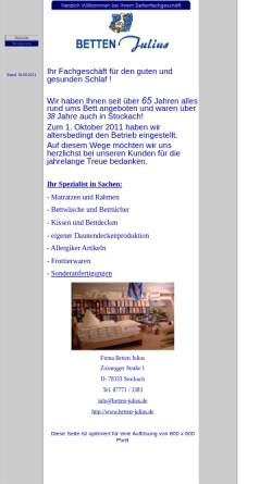 Vorschau der mobilen Webseite www.betten-julius.de, Betten Julius