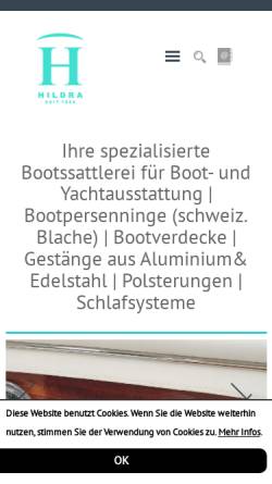 Vorschau der mobilen Webseite www.hildra.de, Hildra Bootsattlerei