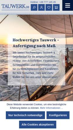 Vorschau der mobilen Webseite www.tauwerk.de, Seilerei und Flechterei Bernhard Muffler