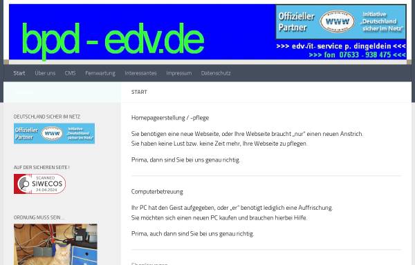 Vorschau von www.bpd-edv.de, Büro und EDV-Service Peter Dringeldein